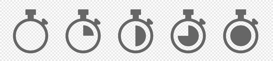 Set of Timer vector icons on transparent background. Countdown Timer vector Stock Illustration