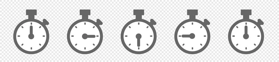 Set of Timer vector icons on transparent background. Countdown Timer vector Stock Illustration