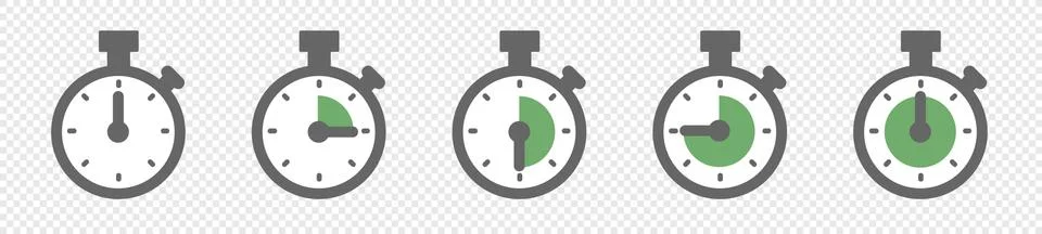 Set of Timer vector icons on transparent background. Countdown Timer vector Stock Illustration
