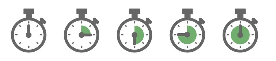 Set of Timer vector icons on white background. Countdown Timer vector icons. Stock Illustration