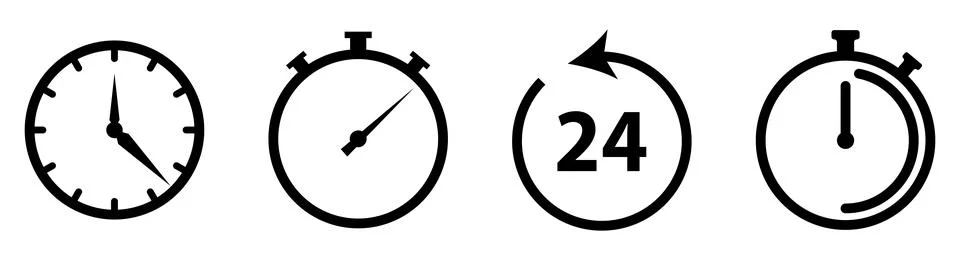 Set of timers icon. Vector countdown circle clock counter timer Stock Illustration
