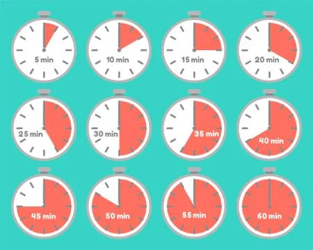 Set of timers with time intervals 스톡 일러스트