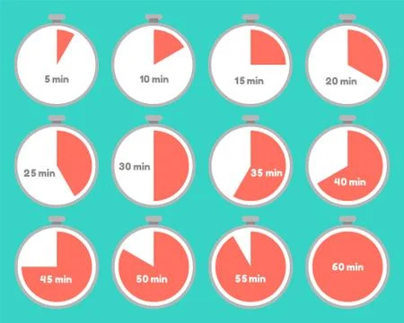 Set of timers with time intervals 库存插图