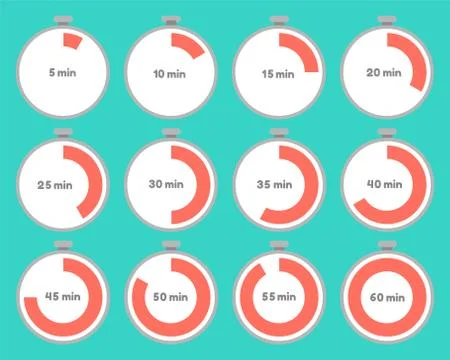 Set of timers with time intervals 스톡 일러스트