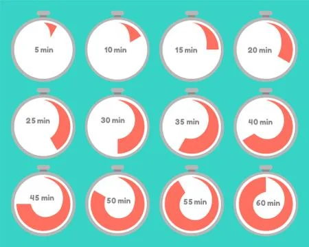 Set of timers with time intervals 库存插图
