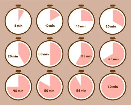 Set of timers with time intervals 스톡 일러스트