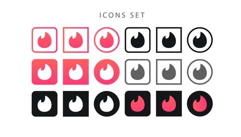 Set of tinder logo in different shape. Vector icons isolated on white background Stock-Illustration
