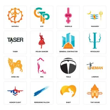 Set of tiny house, rabit, honor flight, tesla, shiba inu, general contractor, Free Stock Illustration