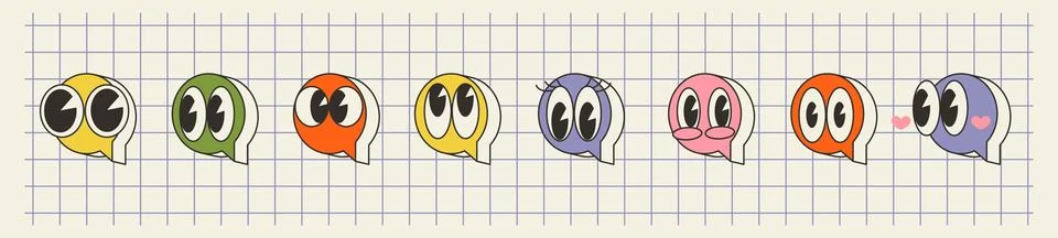 Set of tiny talk bubble text, emoji chat box Stock Illustration