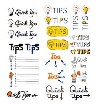 Set of Tip Lists, Quick Tips, Advices, Helpful Tricks, Tooltip Hint. Abstract Stock Illustration