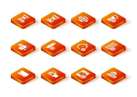 Set Toaster, Video camera setting, Power bank, USB flash drive, Oven and Time Stock Illustration