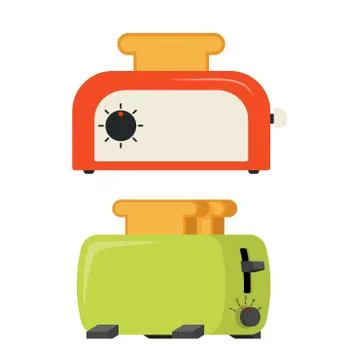 Set toaster on white background Stock Illustration