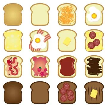 Set of toasts Stock Illustration