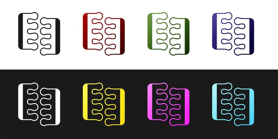 Set Toe separator for pedicure icon isolated on black and white background Stock Illustration