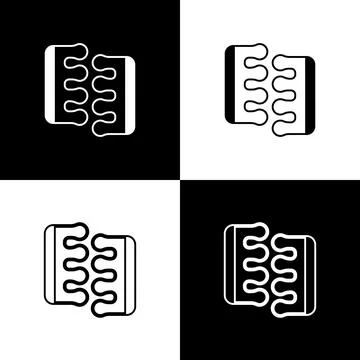 Set Toe separator for pedicure icon isolated on black and white background Stock Illustration