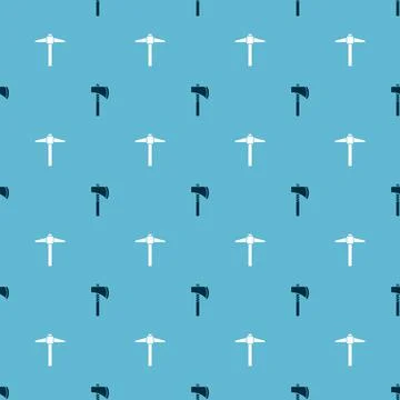 Set Tomahawk axe and Pickaxe on seamless pattern. Vector 스톡 일러스트