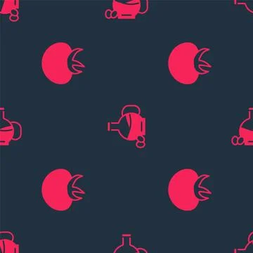Set Tomato and Bottle of olive oil on seamless pattern. Vector 스톡 일러스트