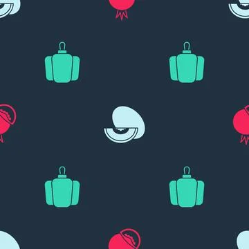 Set Tomato, Melon fruit and Bell pepper on seamless pattern. Vector 库存插图