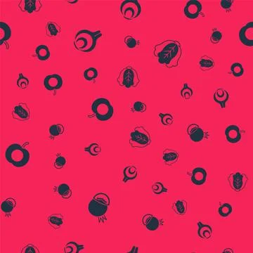 Set Tomato, Onion, Peach fruit and Cabbage on seamless pattern. Vector Illustrazione stock