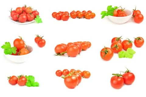 Set of tomatoes isolated on a white background Foto stock