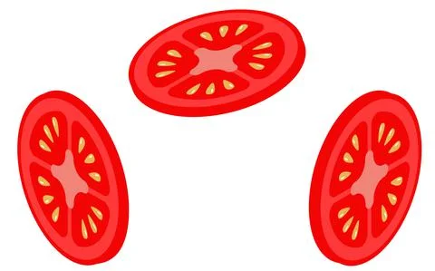 Set of tomatoes.Tomatoes cut.Fresh red vegetable.Isometry Stock Illustration