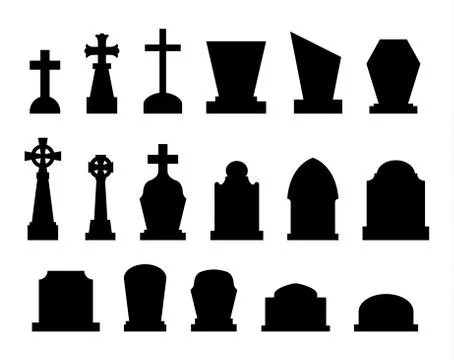 Set of tombstones with different forms. Stock Illustration