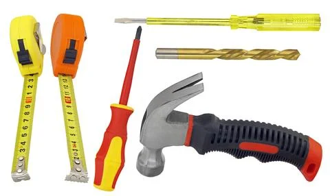 Set of tools and instruments isolated on white Stock Photos