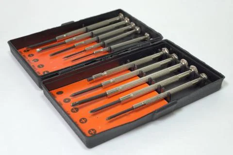 Set of tools and screwdriver for precision work Stock Photos