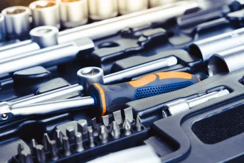 Set of tools for auto Stockfoto's