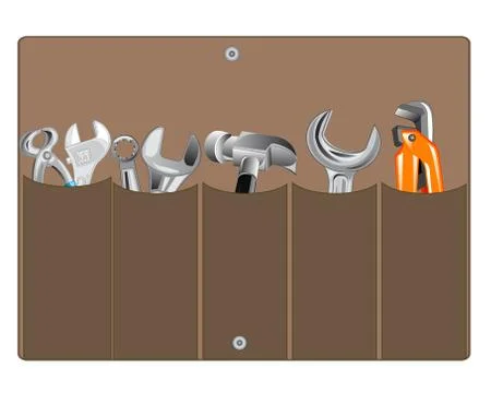 Set tools in bag Stock Illustration