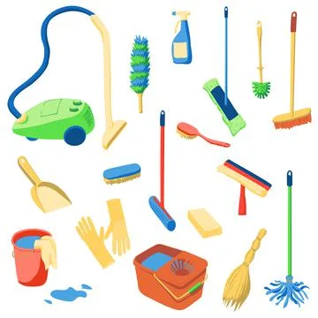 Set of tools for cleaning. Stock Illustration