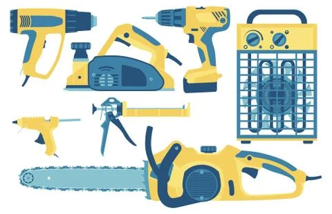 Set of tools for construction and repair in flat style. Vector illustration. Stock Illustration