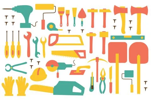 A set of tools for construction and repair. Elements of icons for design or l Illustrazione stock