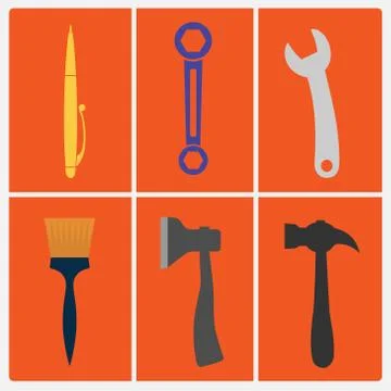 Set of tools. Flat design style illustration. Illustrazione stock