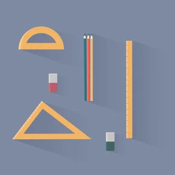 A set of tools for geometry on a gray background. Stock Illustration