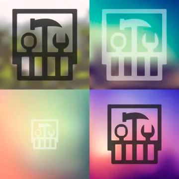 Set of tools icon on blurred background Stock Illustration