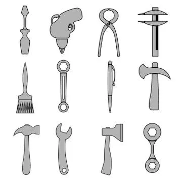 Set of tools. Illustrazione stock