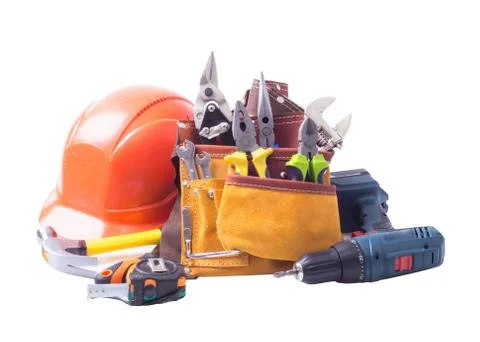 Set of tools . Isolated on white background. Stock Photos