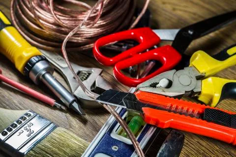 Set of tools, Many tools isolated on white background. Stock Photos