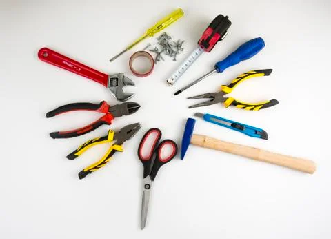 Set of tools, Many tools isolated on white background. Stock Photos