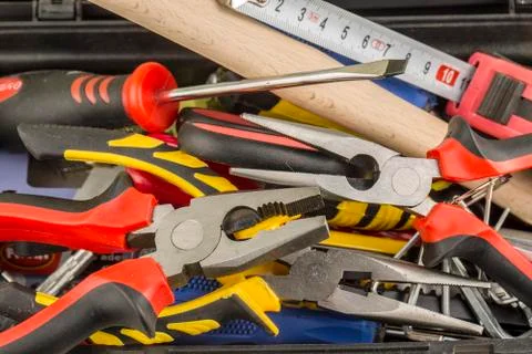 Set of tools, Many tools isolated on white background. Stock Photos