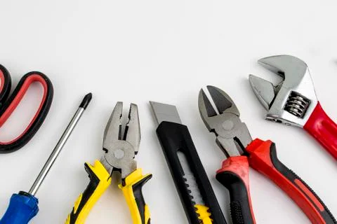 Set of tools, Many tools isolated on white background. Stock Photos