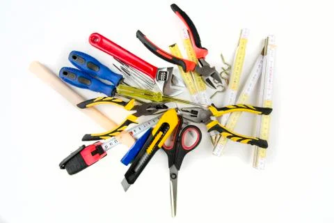 Set of tools, Many tools isolated on white background. Stock Photos