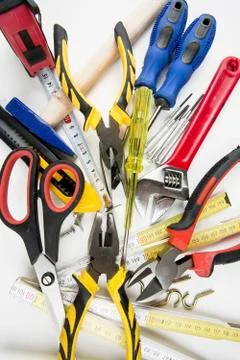 Set of tools, Many tools isolated on white background. Stock Photos