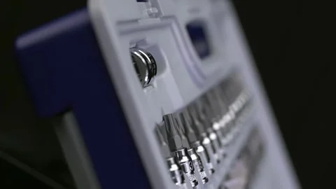Set of tools number of heads to the wrenches  in a case for storing Stock Footage 258379628