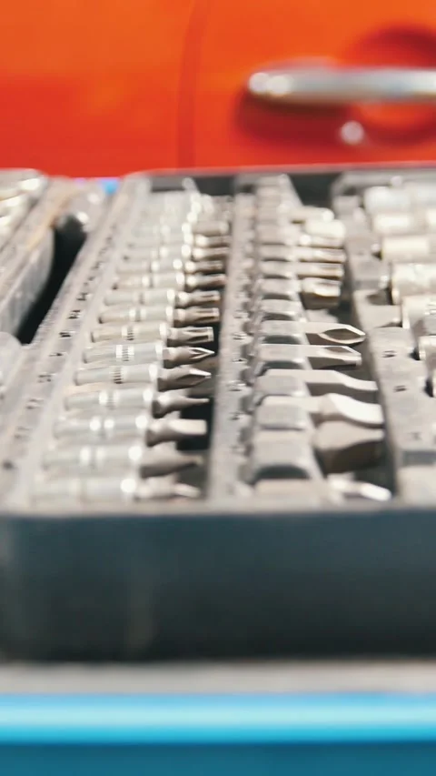 Set of tools in open suitcase Stock Footage 336307382