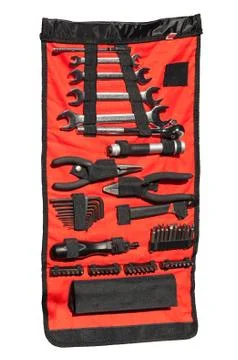 Set of tools in orange case Stock Photos