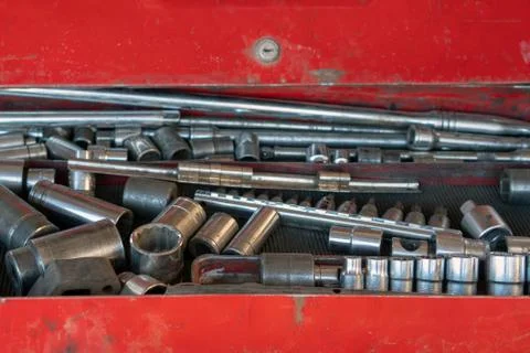 A set of tools for technical support machines on the race. Box with set of to Foto stock