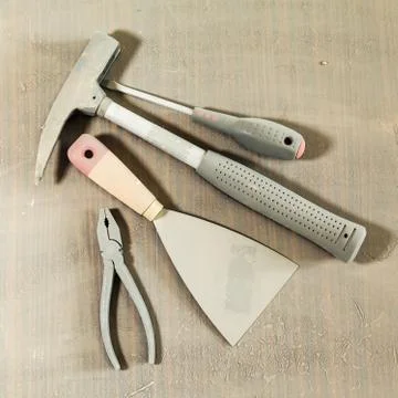Set of tools under dust Stock Photos