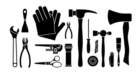 Set of tools vector illustration. Infrastructure and Construction hand tool 스톡 일러스트
